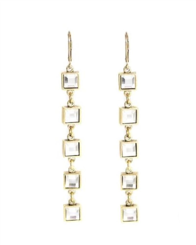 Front of a size O/S Crystal Hanging Earrings in Silver in Silver by L GEORGE. | dia_product_style_image_id:330072